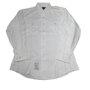Darwood Uniform Shirt Mens 17-35 White US Army Tapered Long Sleeve Epaulet USA